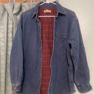Vintage eddie bauer plaid-lined denim chambray shirt
